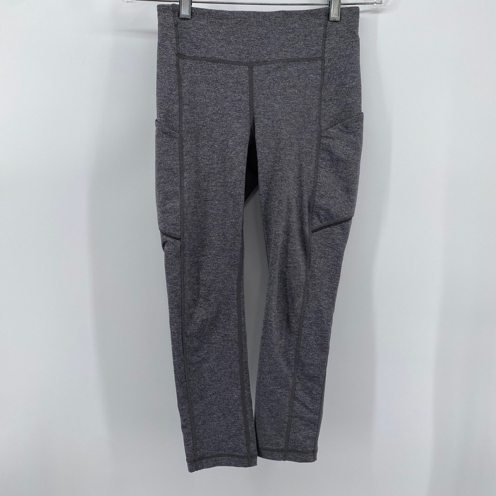 Lululemon Speed Up Crop 21" Women 4 Gray Heathered Luxtreme Leggings Pockets